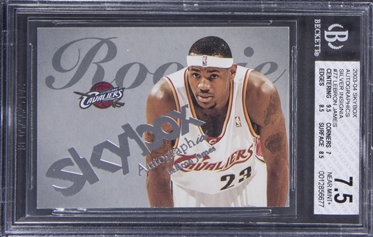 2003-04 Skybox Autographics "Silver Insignia" #77 LeBron James Rookie Card (#74/150) - BGS NM+ 7.5